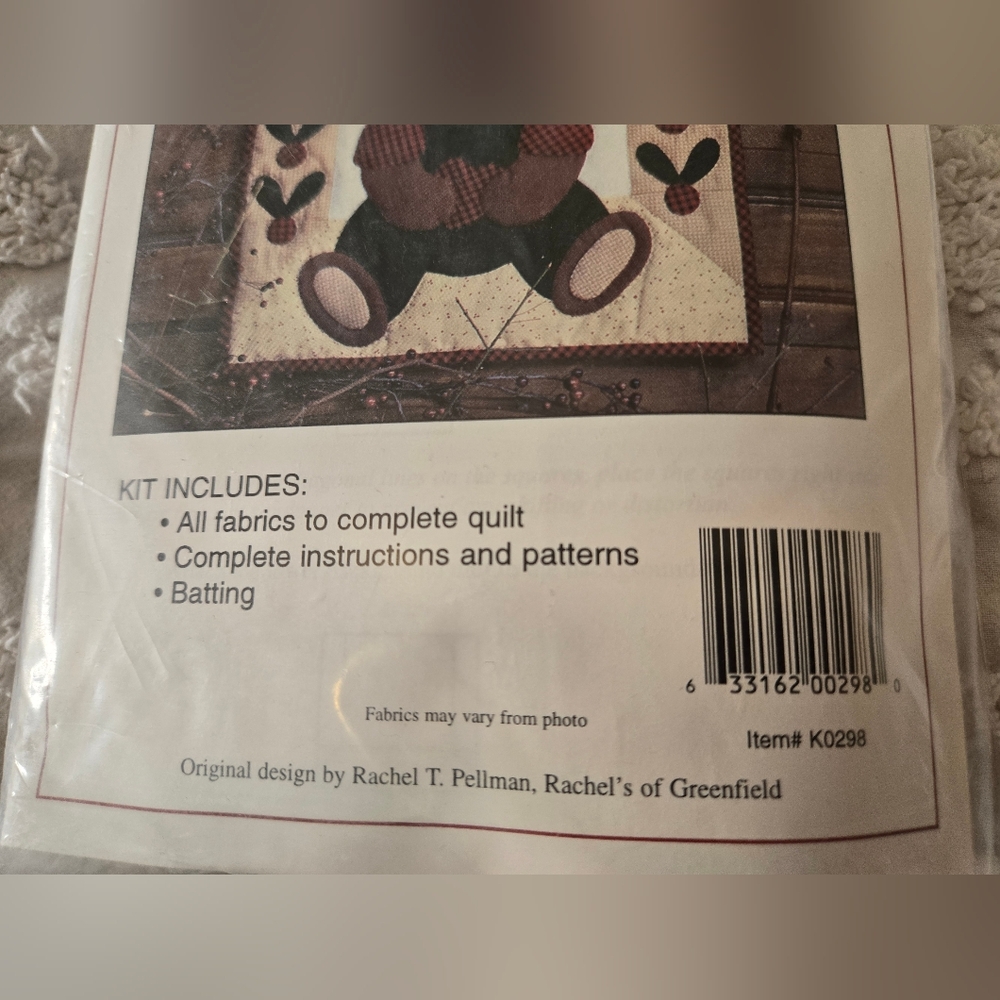 Wallhanging Quilt Kit Beary Patch Winter Bear 13×15 Complete Kit NOS NIP - Picture 5 of 5